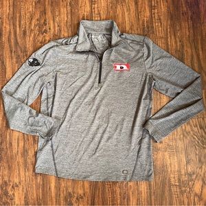 Ogio Shirt Medium Gray 1/4 Zip Long Sleeve Pullover Mock Neck Logo Bull Gorpcore